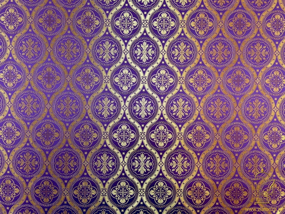Шелк ПАСХА нью (Византийские круги), фиолетовый с золотом, шир. 160 см