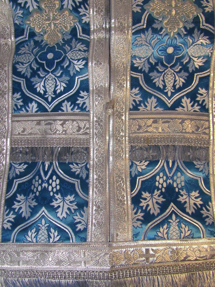 Епитрахиль + поручи, голубой с серебром, шелк