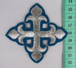 Крест 3 КАПЛЕВИДНЫЙ, голубой с серебром,8-9 см