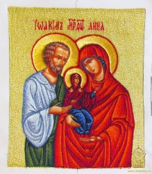 Икона святых праведных Иоакима и Анны, 14,5 х 17,5 см, вышитая