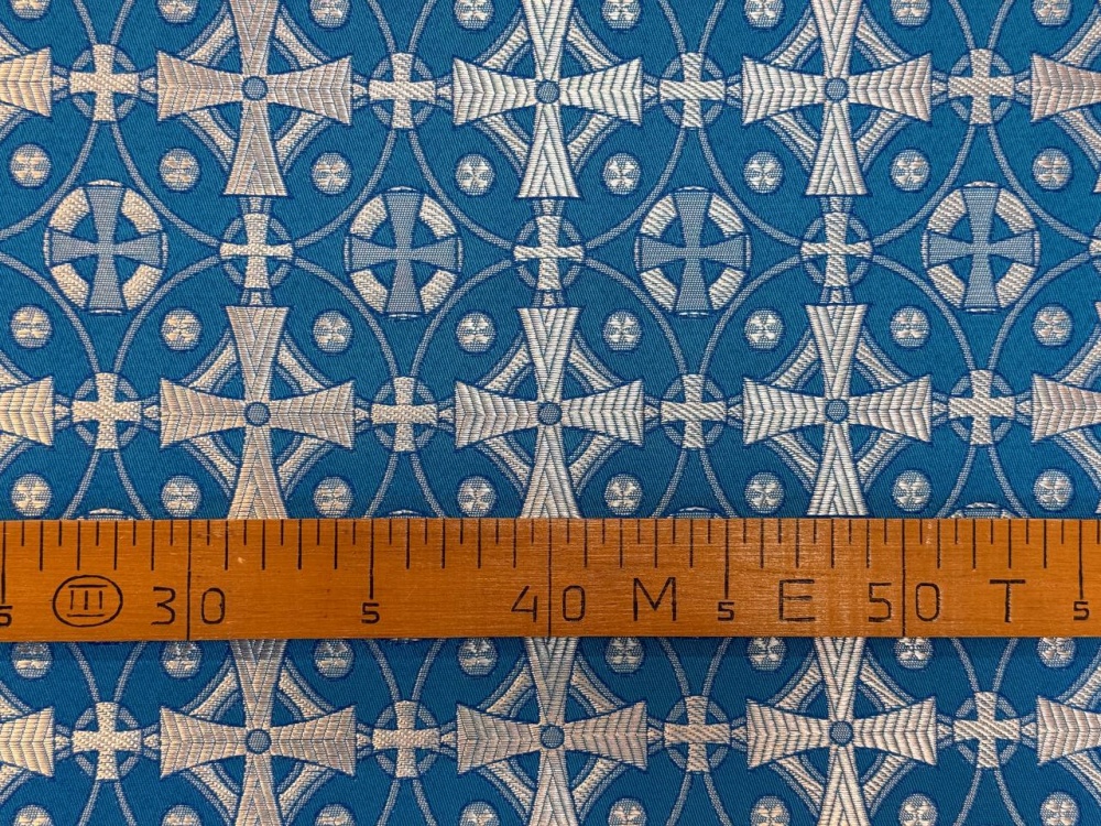 Шелк ЗВОНАРИ, голубой с серебром, шир. 150 см, Рахманово