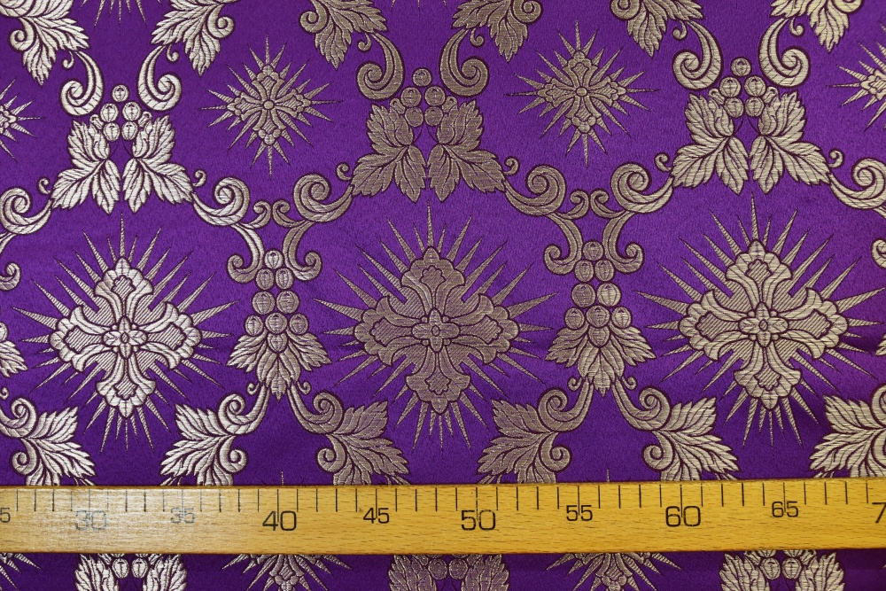 Парча ЛОЗА, фиолетовая с серебром, шир. 150 см, Рахманово