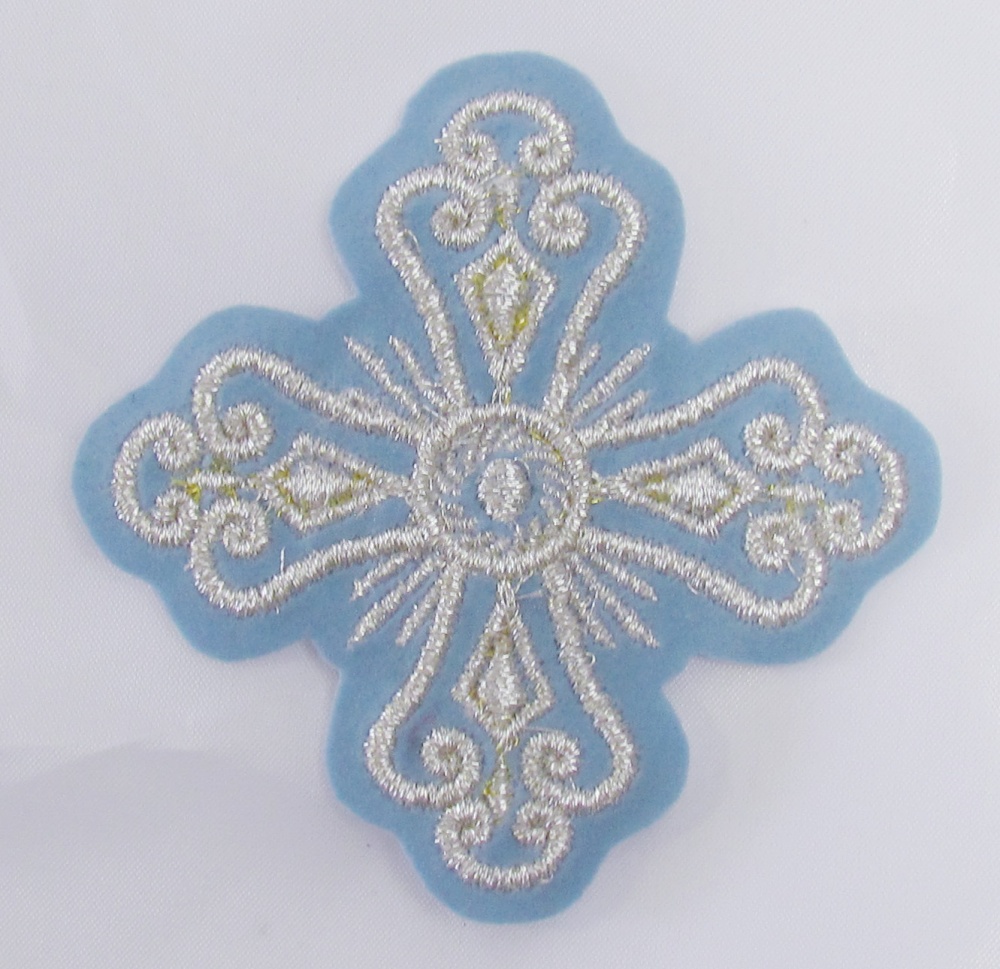 Набор крестов, диаконский, СЕРДЕЧКО, голубой с серебром, 10шт