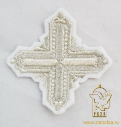 Крест 4 КВАДРАТ, белый с серебром,6-7 см