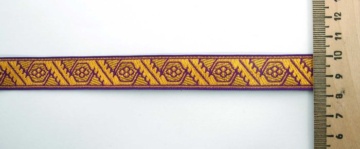 Галун ДУБОК, фиолетовый с золотом, шир. 1,5 см, ФР