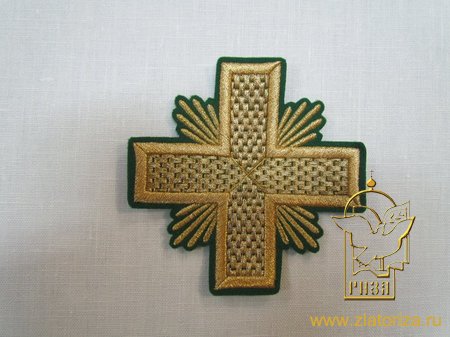 Набор крестов, иерейский, ШАХМАТНЫЙ, зеленый с золотом, 14 шт, арт. 22469