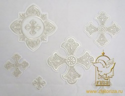 Набор крестов, иерейский, УЗОРНЫЙ, белый со светлым серебрлом, 14 шт