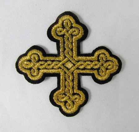 Крест 4 ОКРУГЛАЯ ПЛЕТЕНКА, черный с золотом,6-7 см