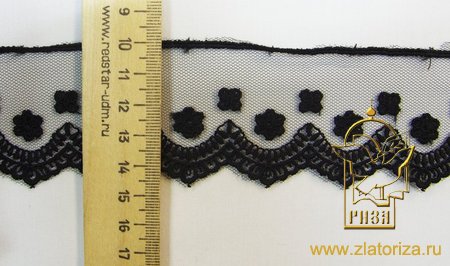 КрКружево 58, на сетке, синтетическое, шир. 5 см, черное