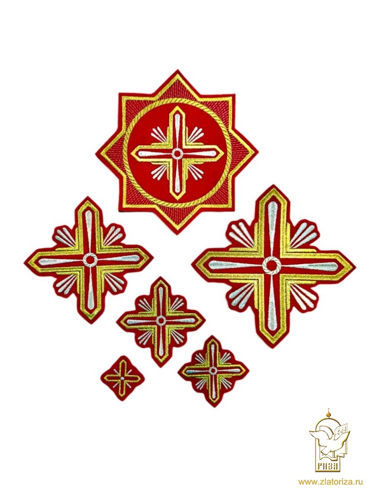 Набор крестов, иерейский, СЕВЕР, красный с золотом, 14 шт