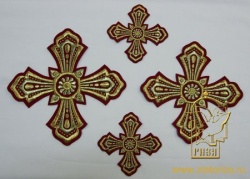 Набор крестов на Престол/Жертвенник РЕЗНОЙ, бордовый с золотом, 4 шт