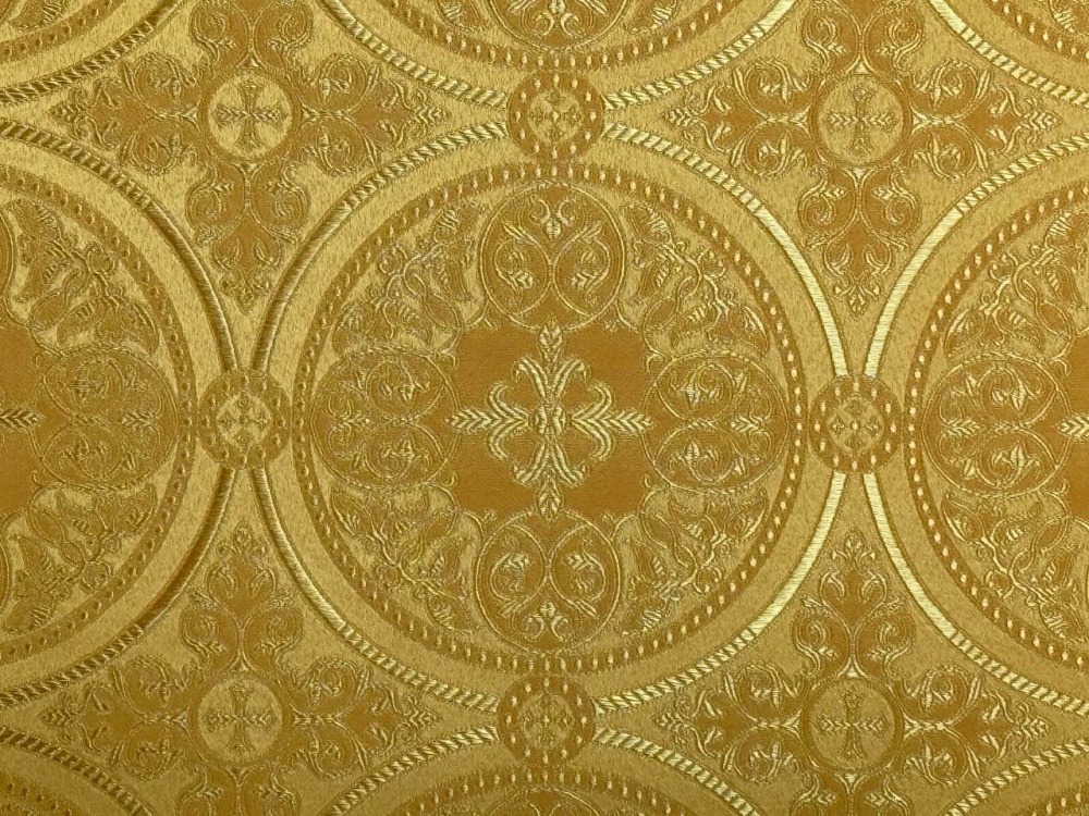 Шелк ВЛАДИМИРСКИЙ, желтый с золотом, шир. 150 см, Рахманово