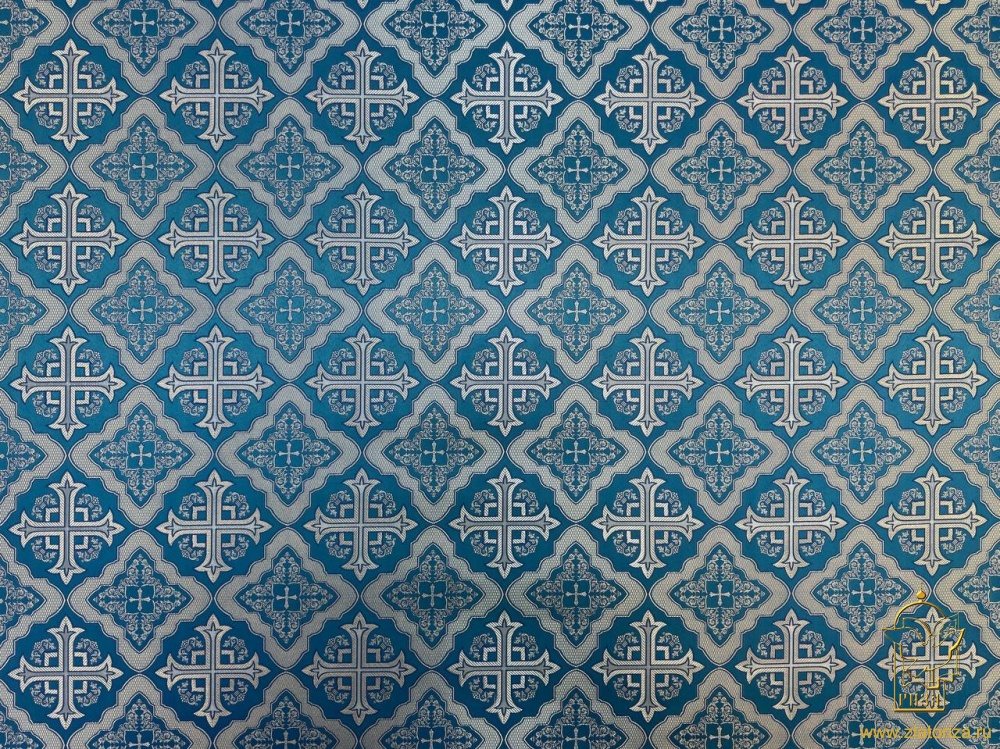 Шелк ЛАДОГА, голубой с серебром, шир. 150 см, Рахманово