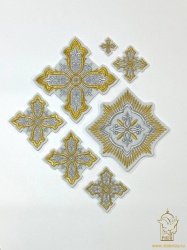 Набор крестов, иерейский, ВИЗАНТИЯ, белый с золотом и серебром, 14 шт Набор крестов, иерейский, ВИЗАНТИЯ, белый с золотом и серебром, 14 шт