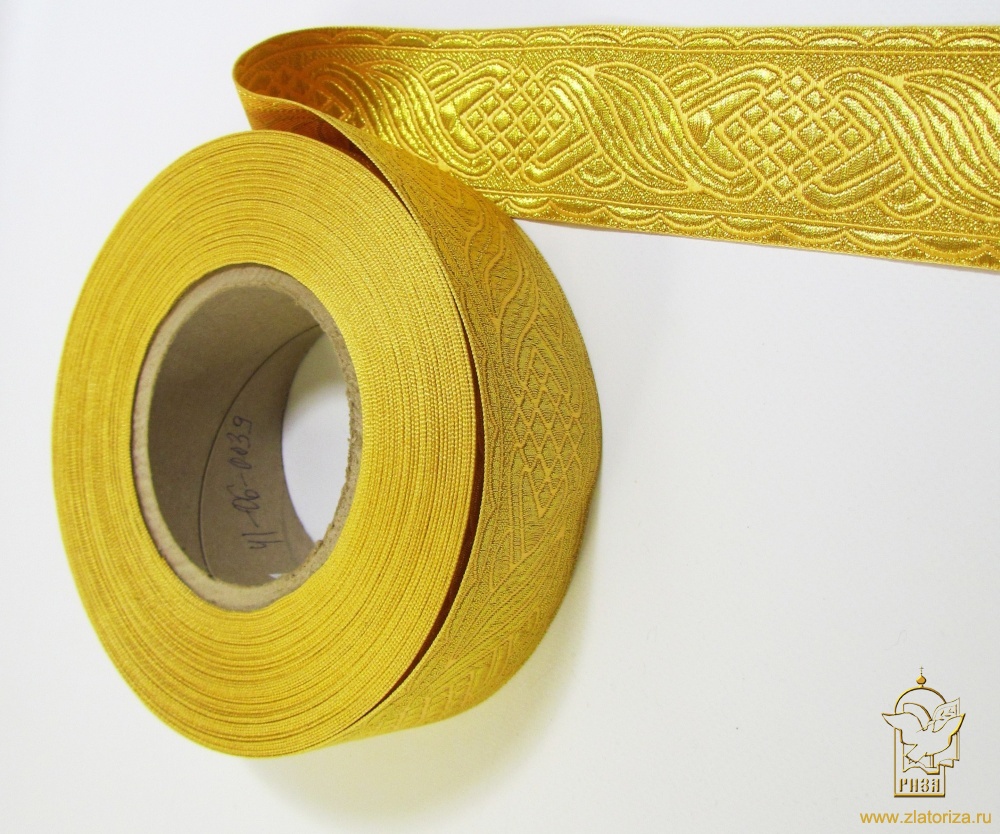 Галун КОСИЧКА, желтый с золотом, шир. 5 см, РА