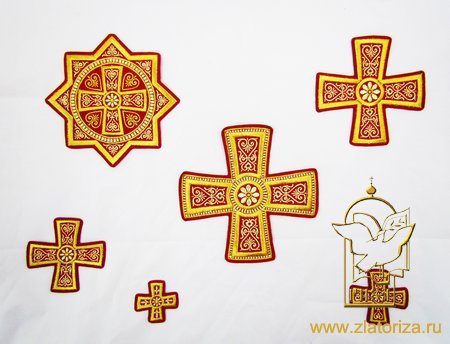 Набор крестов, иерейский, ГЕОРГИЕВСКИЙ красный с золотом, 14 шт, арт. 22050
