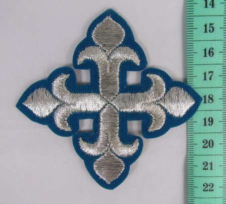 Крест 3 КАПЛЕВИДНЫЙ, голубой с серебром,8-9 см