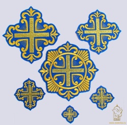 Набор крестов ПОКРОВСКИЙ W 108, иерейский, синий с золотом, 14 шт, Набор крестов ПОКРОВСКИЙ W 108, иерейский, синий с золотом, 14 шт,