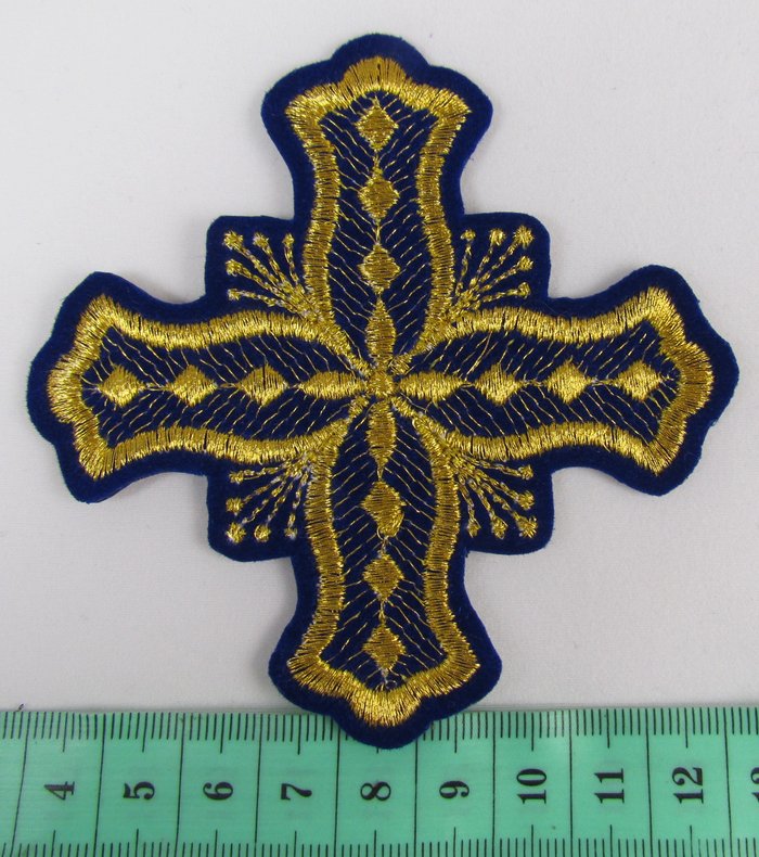 Крест 3 БОЧКА, синий с золотом,8-9 см