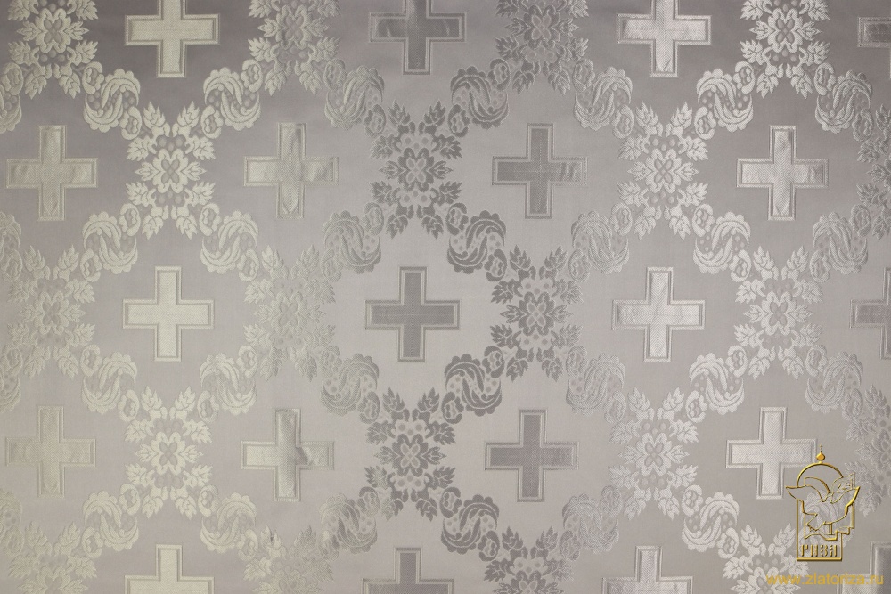 Шелк ЦАРСКИЙ КРЕСТ, белый с серебром, шир. 165 см