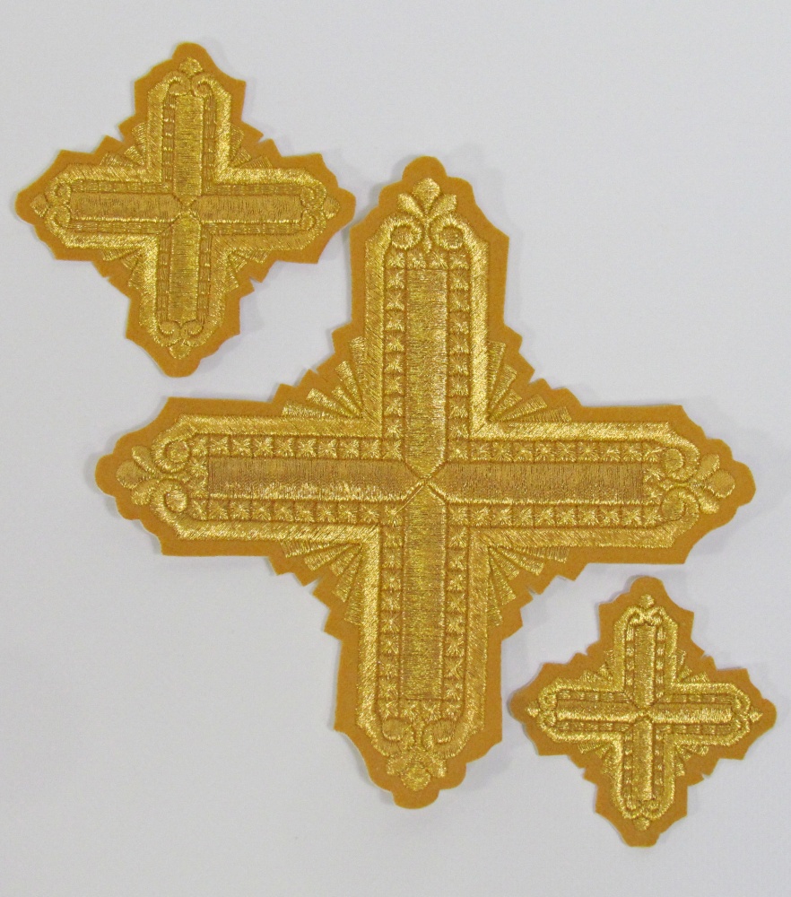 Набор крестов, дьяконский, КВАДРАТ (ПРЯМОЙ КРЕСТ) , горчица с золотом, 10 шт