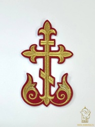 Крест Престол/Жертвенник РАСЦВЕТШИЙ КРЕСТ красный с золотом, 21-26 см
