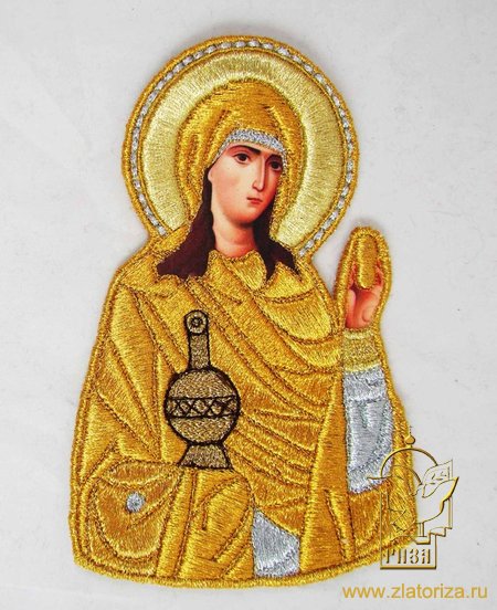 Икона святой равноапостольной Марии Магдалины, выс. 15,5 см, вышитая
