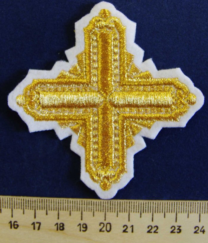 Крест 3 КВАДРАТ, белый с золотом,8-9 см