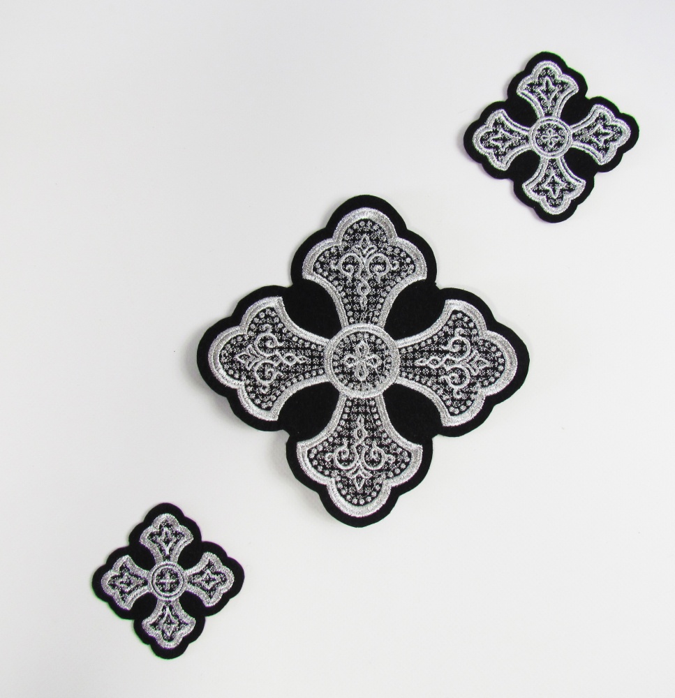 Набор крестов, дьяконский, КРУЖЕВНИЦА, черный с серебром, 10 шт