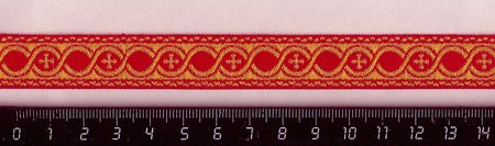 Галун ГОРОХ, красный с золотом, шир. 1,5 см, ФР