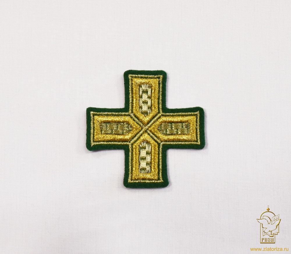 Крест 4 СИНАЙСКИЙ зеленый с золотом, арт. 29469