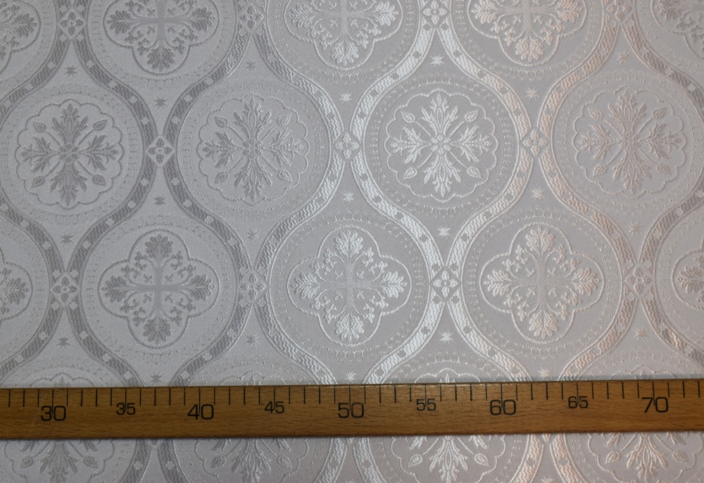Шелк ПАСХА нью (Византийские круги), белый с серебром, шир. 160 см