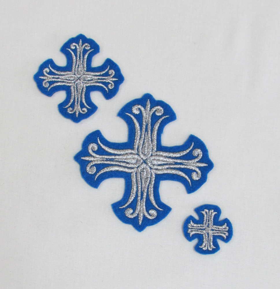 Набор крестов, иерейский, СОФИЯ, синий с серебром, 14 шт