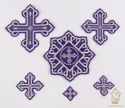 Набор крестов КАНОН W 002, иерейский, фиолетовый с серебром, 14 шт, Набор крестов КАНОН W 002, иерейский, фиолетовый с серебром, 14 шт,