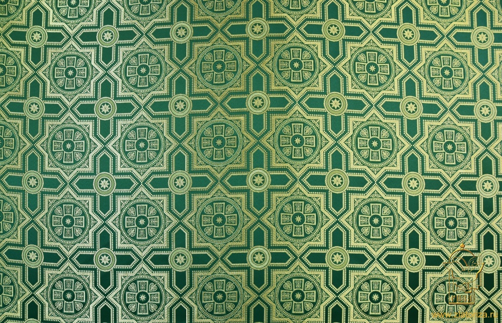 Шелк НЕВСКИЙ, зеленый с золотом, шир. 150 см, Рахманово