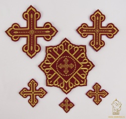 Набор крестов КАНОН W 002, иерейский, бордо с золотом, 14 шт,