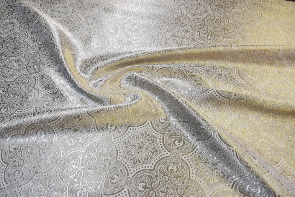 Парча ЯРОСЛАВЛЬ, белая с серебром, шир. 150 см, Рахманово