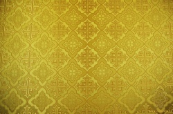 Шелк ЛАДОГА, желтый с золотом, с горчичной обводкой, шир. 150 см, Рахманово