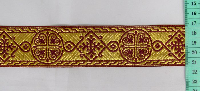 Галун ВИЗАНТИЯ, бордо с золотом, шир. 4 см, ФР