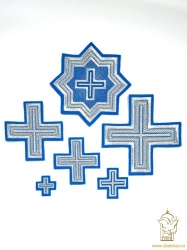 Набор крестов, иерейский, АНДРЕЕВСКИЙ, голубой с серебром, 14 шт