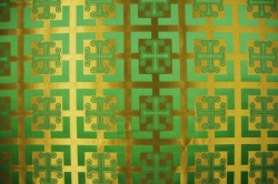 Шелк КАППАДОКИЯ, зеленый с золотом, шир. 160 см