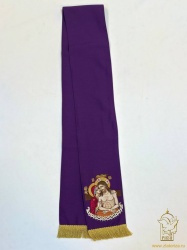 Закладка для служебных книг, с иконой СНЯТИЕ С КРЕСТА, вышитая, фиолет + серебро, шир. 15-16 см. + золото, 14,5 см Закладка для служебных книг, с иконой СНЯТИЕ С КРЕСТА, вышитая, фиолет + серебро, шир. 15-16 см. + золото, 14,5 см