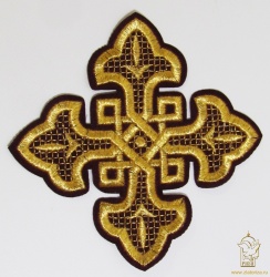 Крест 1 ВЯЗАНЫЙ, бордо с золотом,14,5 -16 см