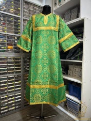 Стихарь алтарный длиной от 120 до 129 см, шелк, зеленый с золотом.