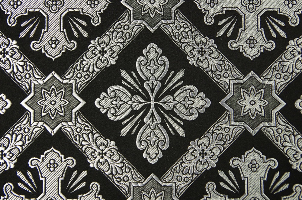 Шелк КАНОН, черный с серебром, шир. 150 см, Рахманово