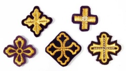 Крест 5, фиолетовый с золотом,4-5 см