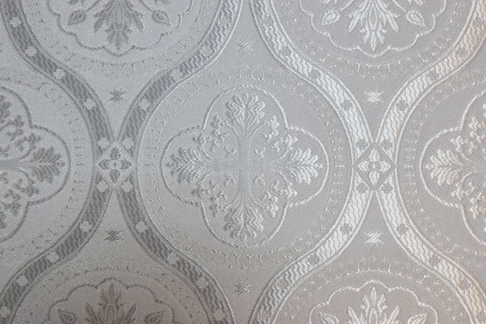 Шелк ПАСХА нью (Византийские круги), белый с серебром, шир. 160 см