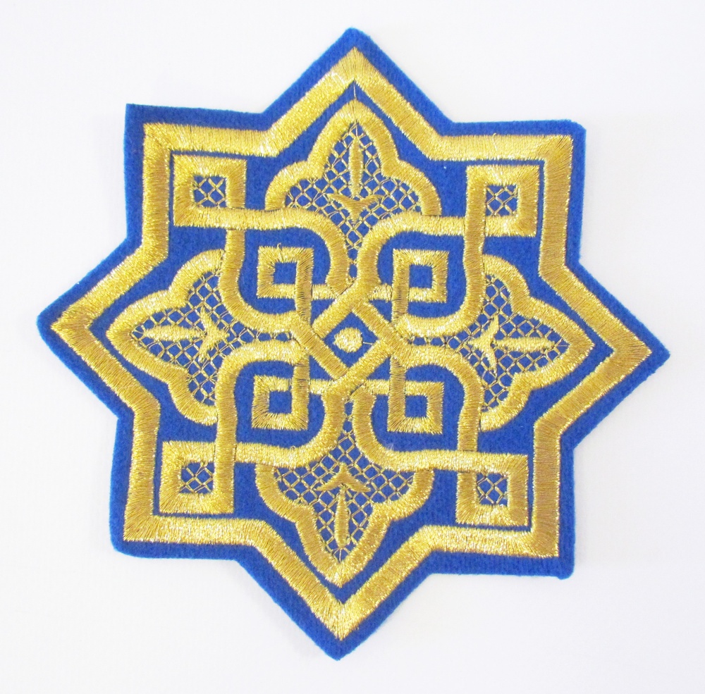 Набор крестов, иерейский, ВЯЗАНЫЙ, синий с золотом, 14 шт