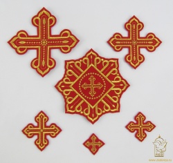 Набор крестов КАНОН W 002, иерейский, красный с золотом, 14 шт,