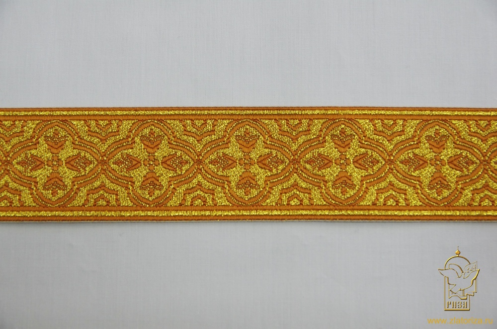 Галун ПЕРЕЗВОН, горчица с золотом, шир. 4 см, РА